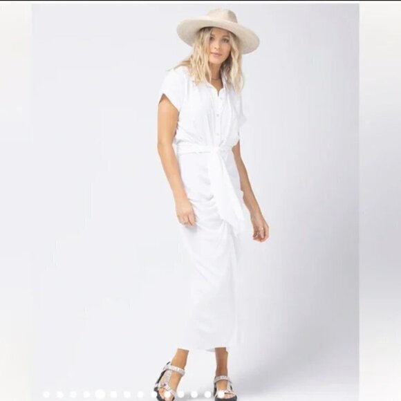 l*space Dresses & Skirts - L'Space Prism Dress in White Button Up with Tie Waist Detail, Small.​​​​…​​​